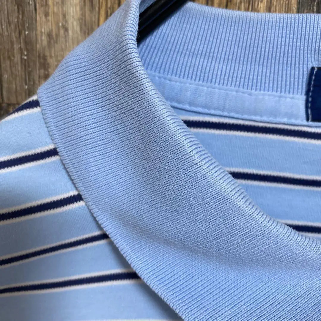 Polo Ralph Lauren Men's Short Sleeve Polo Shirt Striped Light Blue USA Vintage 90s