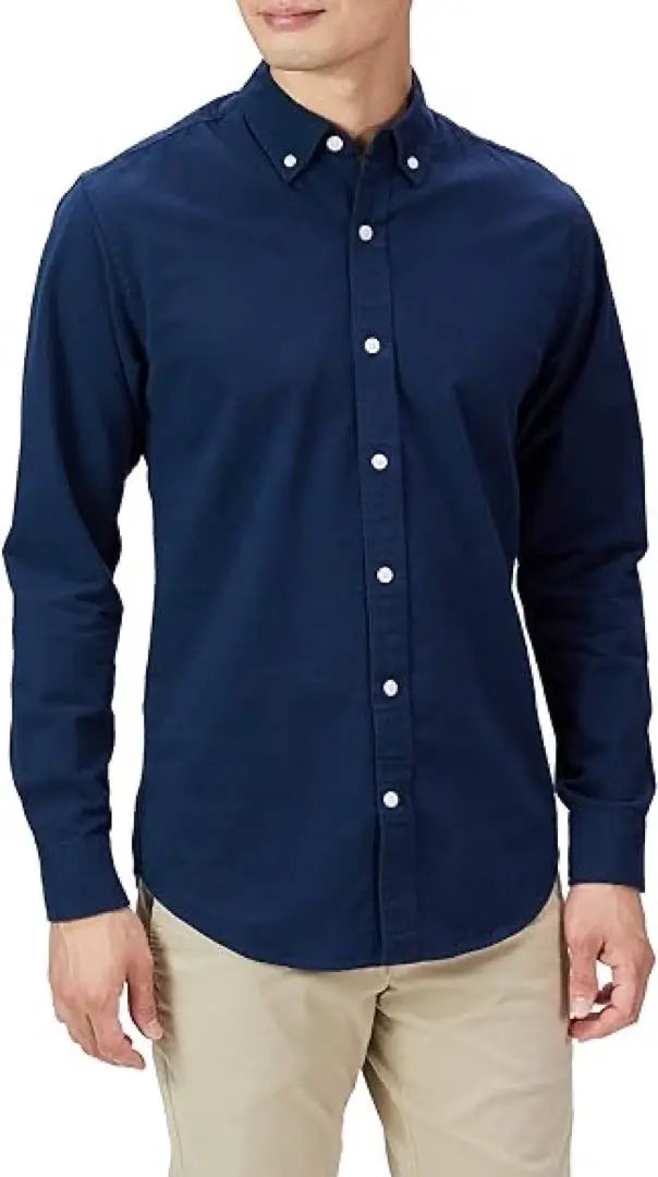 Oxford shirt regular fit long sleeve men's navy size L