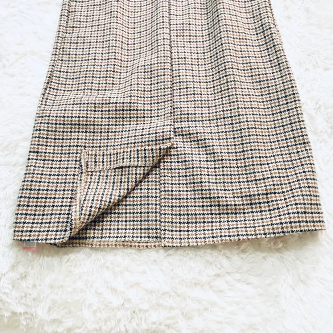 [GRL] Grail ♡ Houndstooth Checkered Pattern Short Sleeve Dress Long Length Pin Tuck