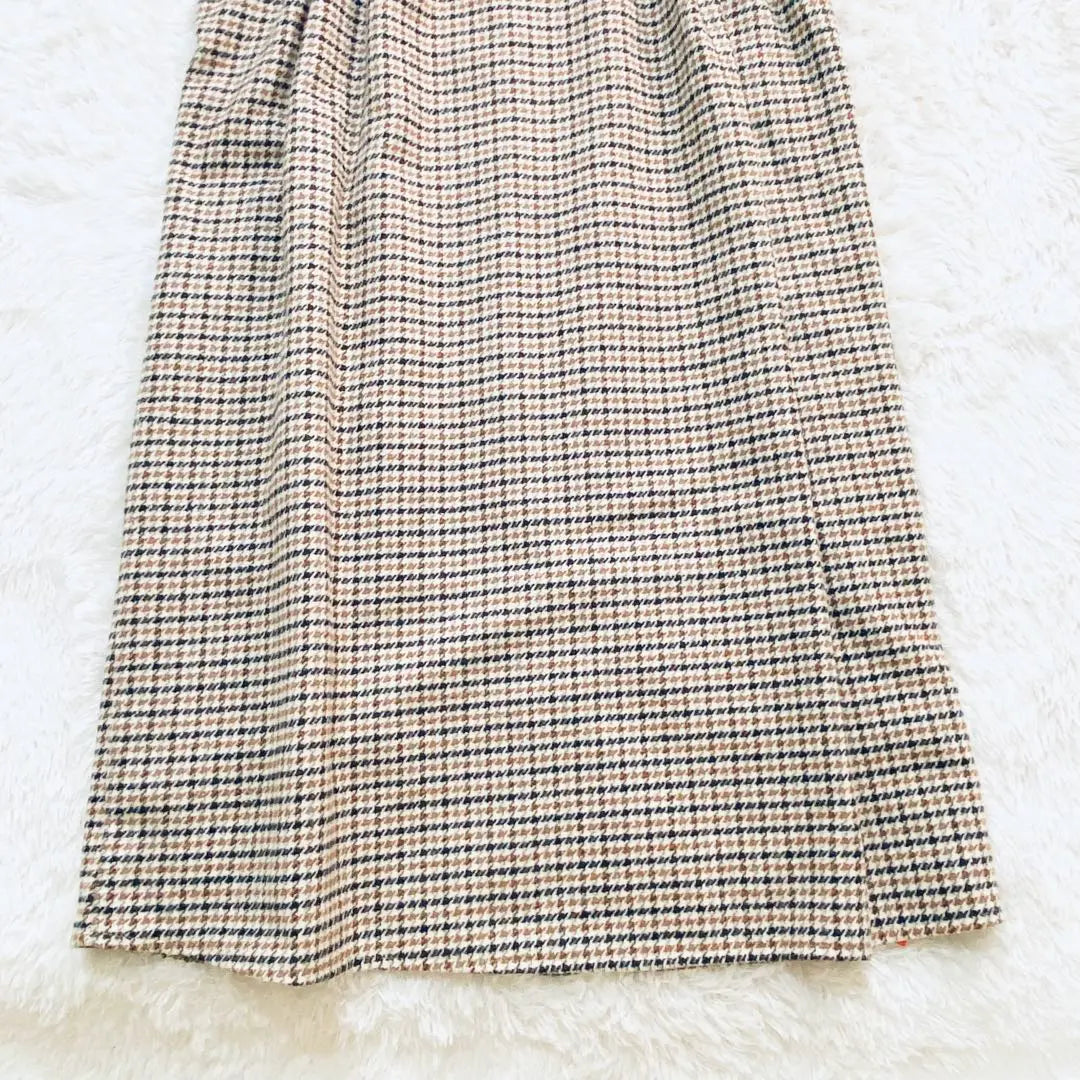 [GRL] Grail ♡ Houndstooth Checkered Pattern Short Sleeve Dress Long Length Pin Tuck