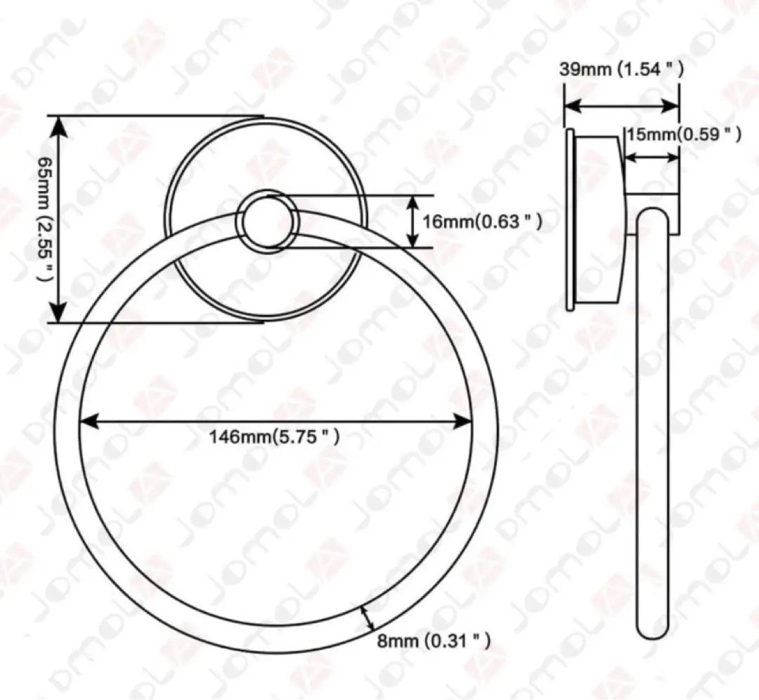 Suction cup towel ring stainless steel hanging round holder