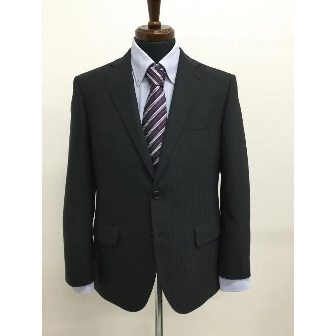 Traje de hombre Black Stripe Business Total Back No Tuck AB6 5871 | メンズスーツ ブラック ストライプ ビジネス 総裏 ノータック AB6 5871