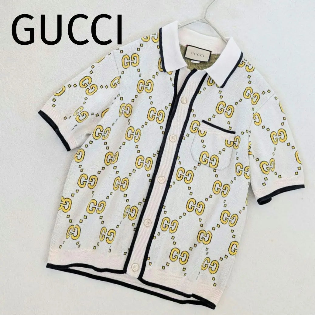 Popular GUCCI Short Sleeve Cardigan GG Logo Size M Men's