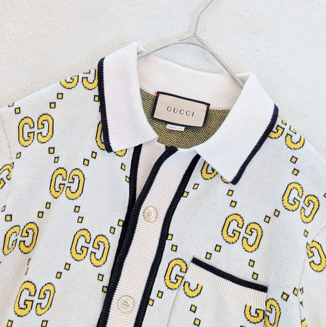 Popular GUCCI Short Sleeve Cardigan GG Logo Size M Men's