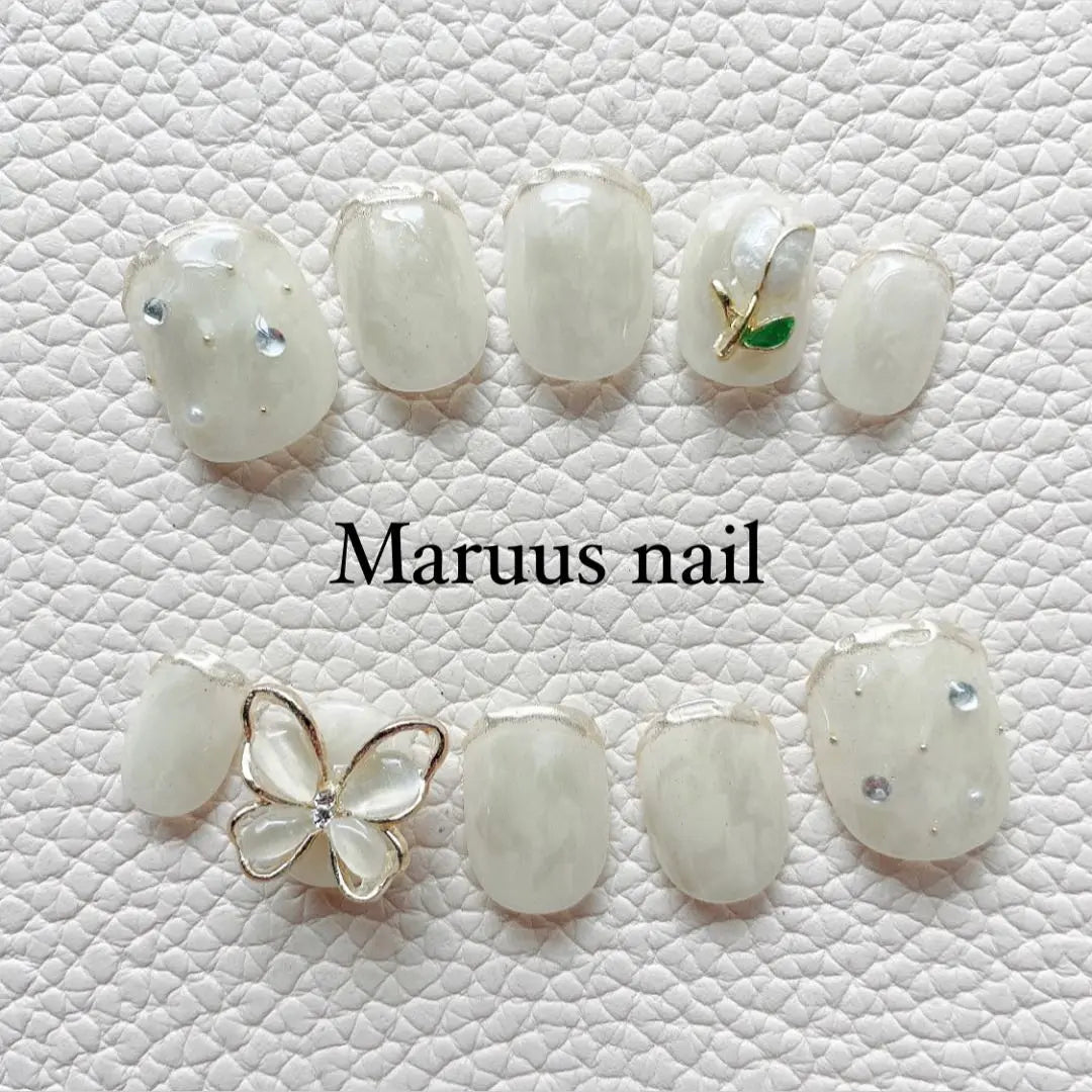 [Size Order] ¥2,260 Nuance Mirror French Butterfly Nail Tip Butterfly Parts