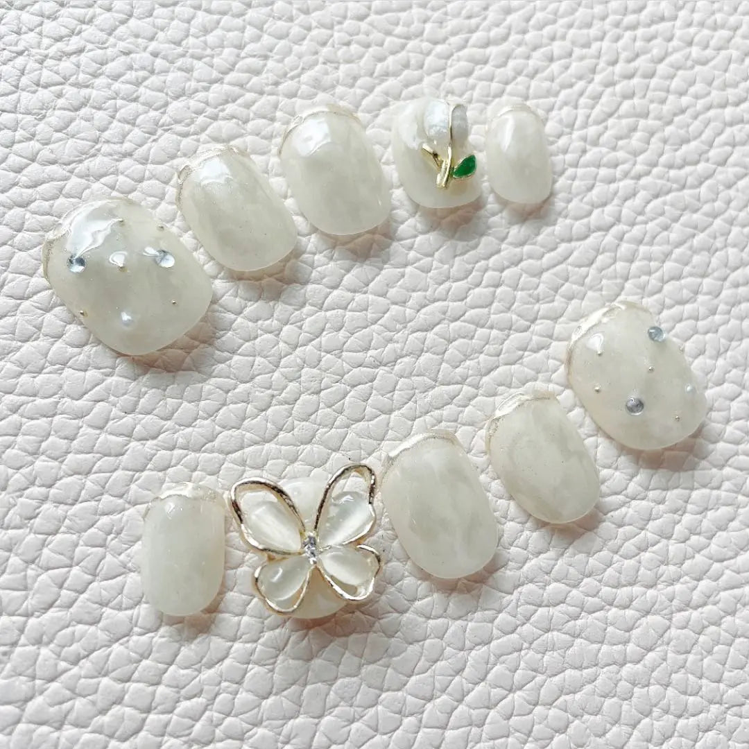 [Size Order] ¥2,260 Nuance Mirror French Butterfly Nail Tip Butterfly Parts