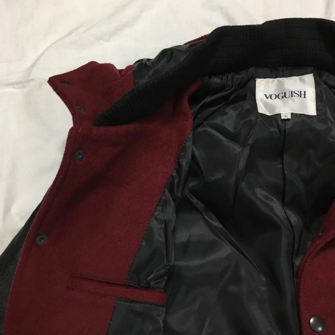 [Used clothing for unique clothing] Hooded stadium jacket, outerwear, horn x black, goat leather, real leather