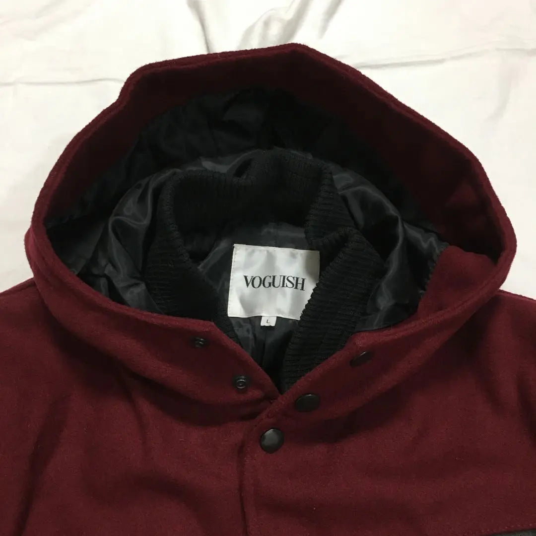 [Used clothing for unique clothing] Hooded stadium jacket, outerwear, horn x black, goat leather, real leather