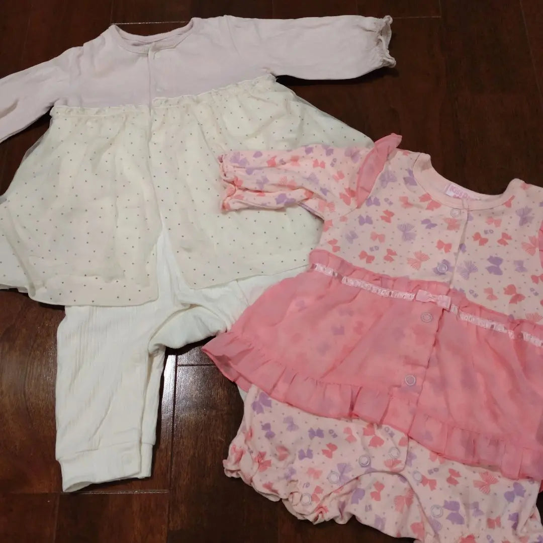 Rompers Girl 70cm 2 sheets set Lastella Bebe | ロンパース 女の子 70cm 2枚セット LaStella BeBe