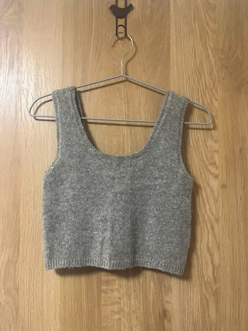 COCODEAL Gray Pearl Short Cardigan and Tank Top Set | COCODEAL グレー パールショートカーディガンとタンクトップセット