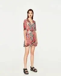 ZARA Margaret Pattern Dress Size S 100% Polyester Brand New