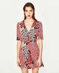 ZARA Margaret Pattern Dress Size S 100% Polyester Brand New