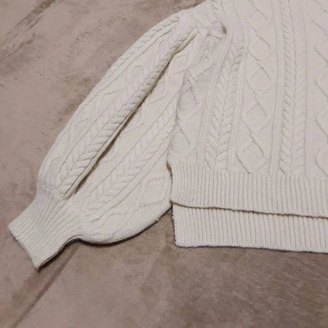 Applause Mignon High Neck Cable Knit Sweater F Feminine Unique | アプレジュールミニョン ハイネックケーブルニットセーター F フェミニン 個性的