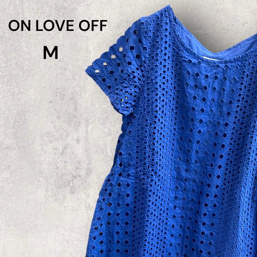 0582 On Love Off Openwork Short Sleeve Tunic T-shirt M Back Opening All Lace