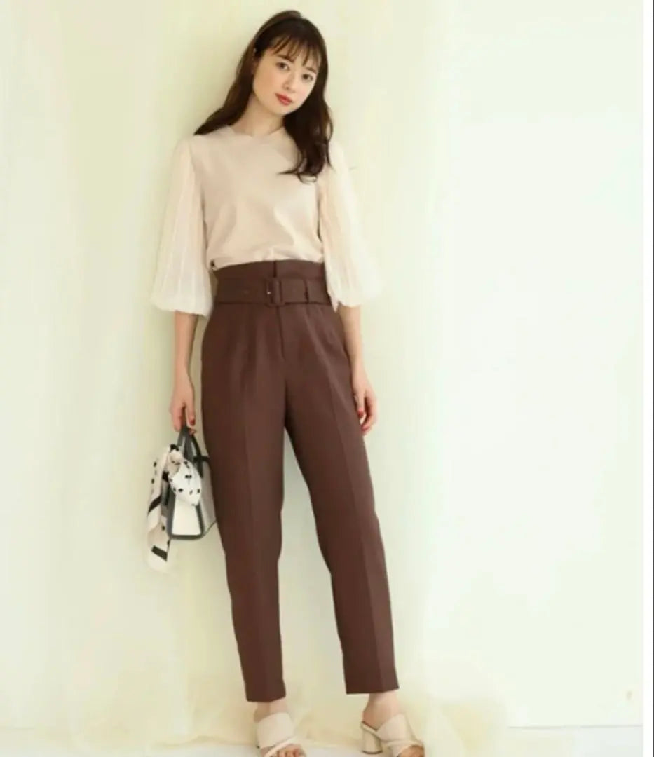 New Mystrada Belted High Waist Pants (Brown) SS