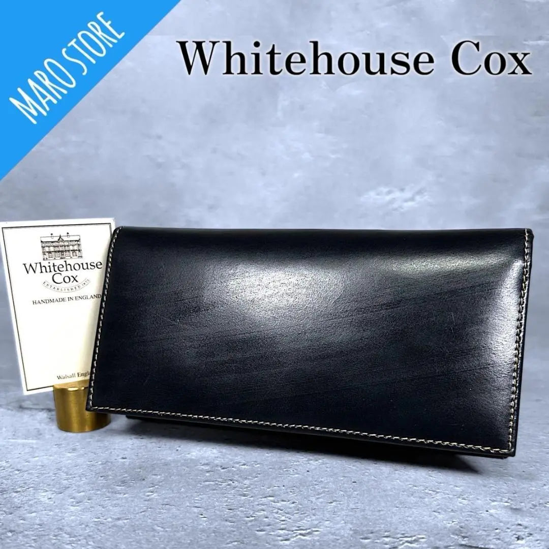 [Productos hermosos] Cartera larga de cuero con brida COX de WhiteHouse | 【美品】Whitehouse Cox ブライドル レザー ウォレット 長財布