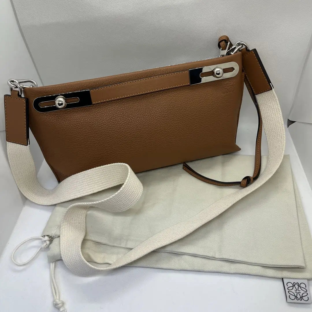 LOEWE Missy Shoulder Bag Canvas x Leather Camel Storage Bag