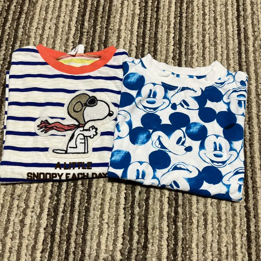 Camiseta Snoopy Mickey Manga Corta Prez Preze Yumura 120 | スヌーピー ミッキー 半袖 Tシャツ プリーズしまむら 120