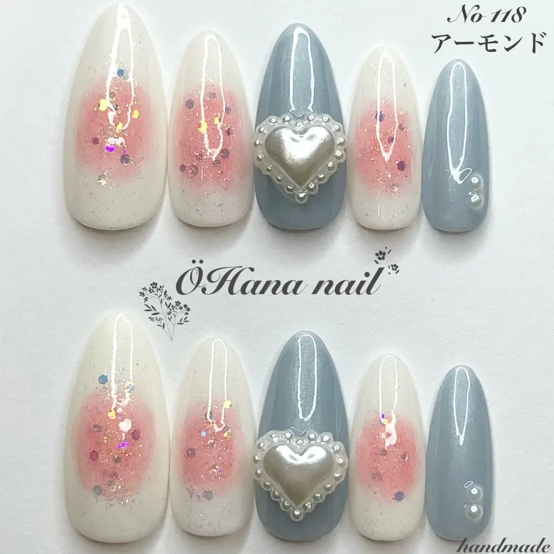 Nail Nail Tip Order Neat Girly Cheek Nail Heart Light Blue Oshi