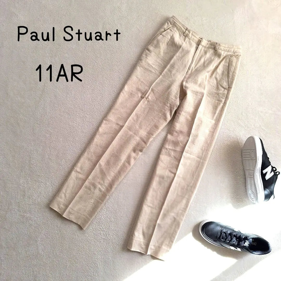 [Paul Stuart] Slacks, casual pants, center press, linen, silk blend