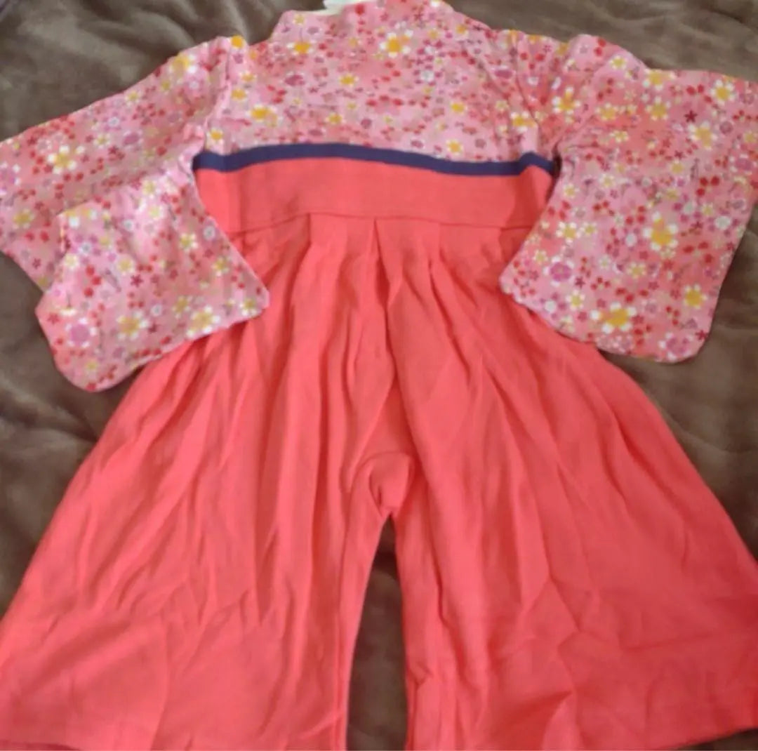 Hakama Romper New 80 Cherry Blossom Hinamatsuri Primer Festival Visita al Santuario Primera Comida Cumpleaños