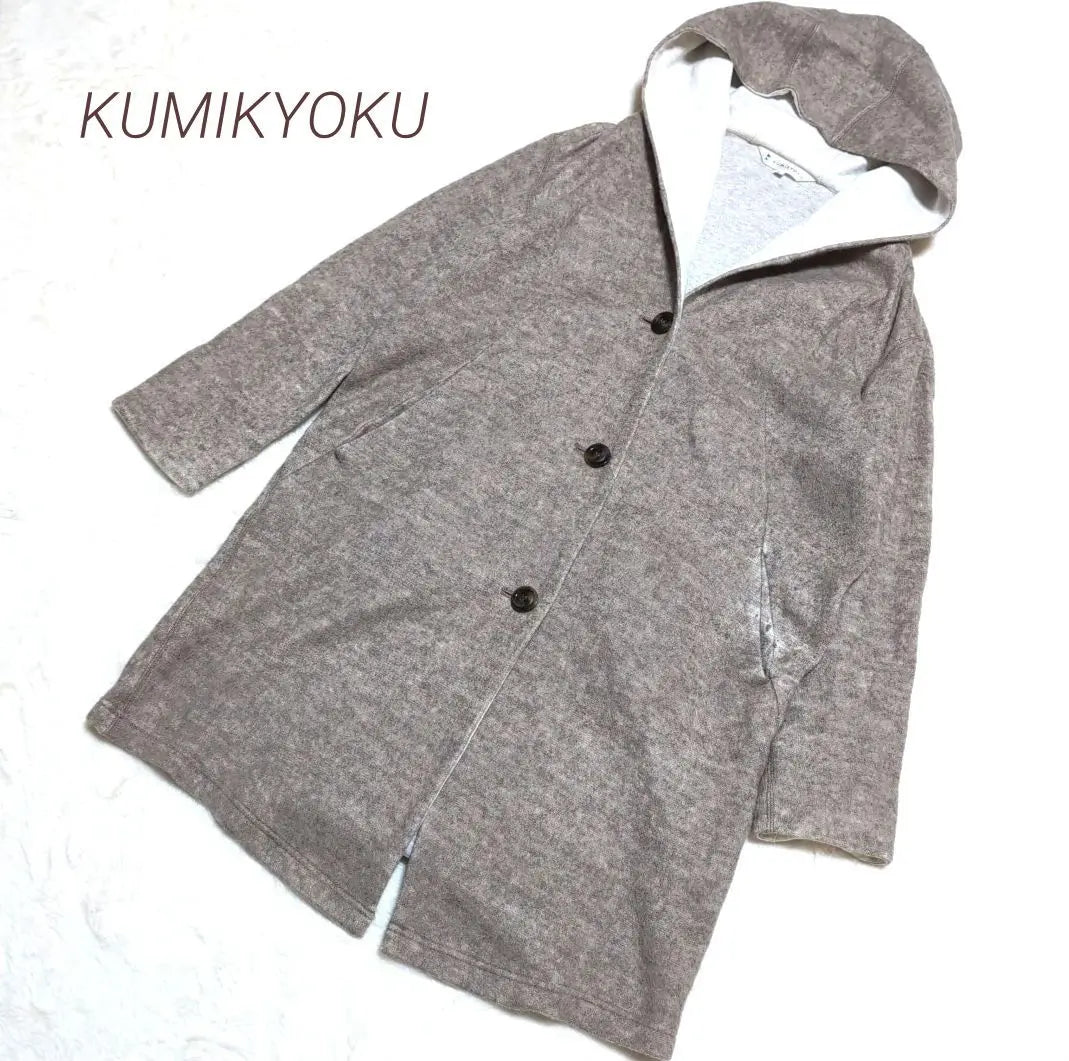 7807* KUMIKYOKU Wool Alpaca Blend Hooded Wool Long Coat