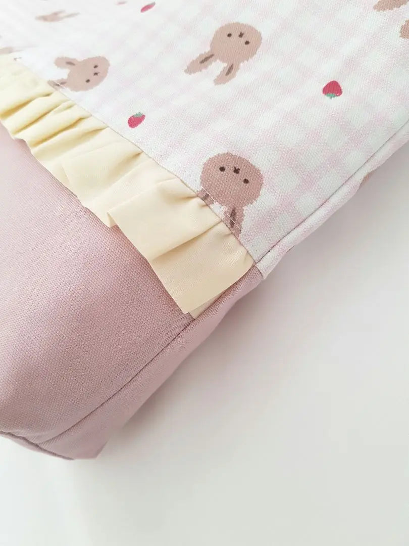 [L-25] Handmade lesson bag admission to school rabbit dull pink