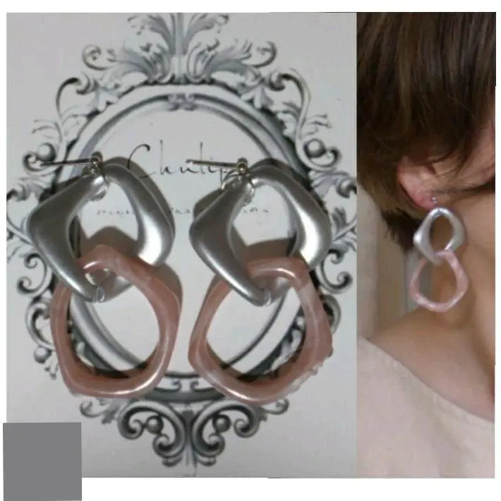 916*Matte Silver Dusty Pink Transformed Hoop Adult Cute High-looking Low-priced