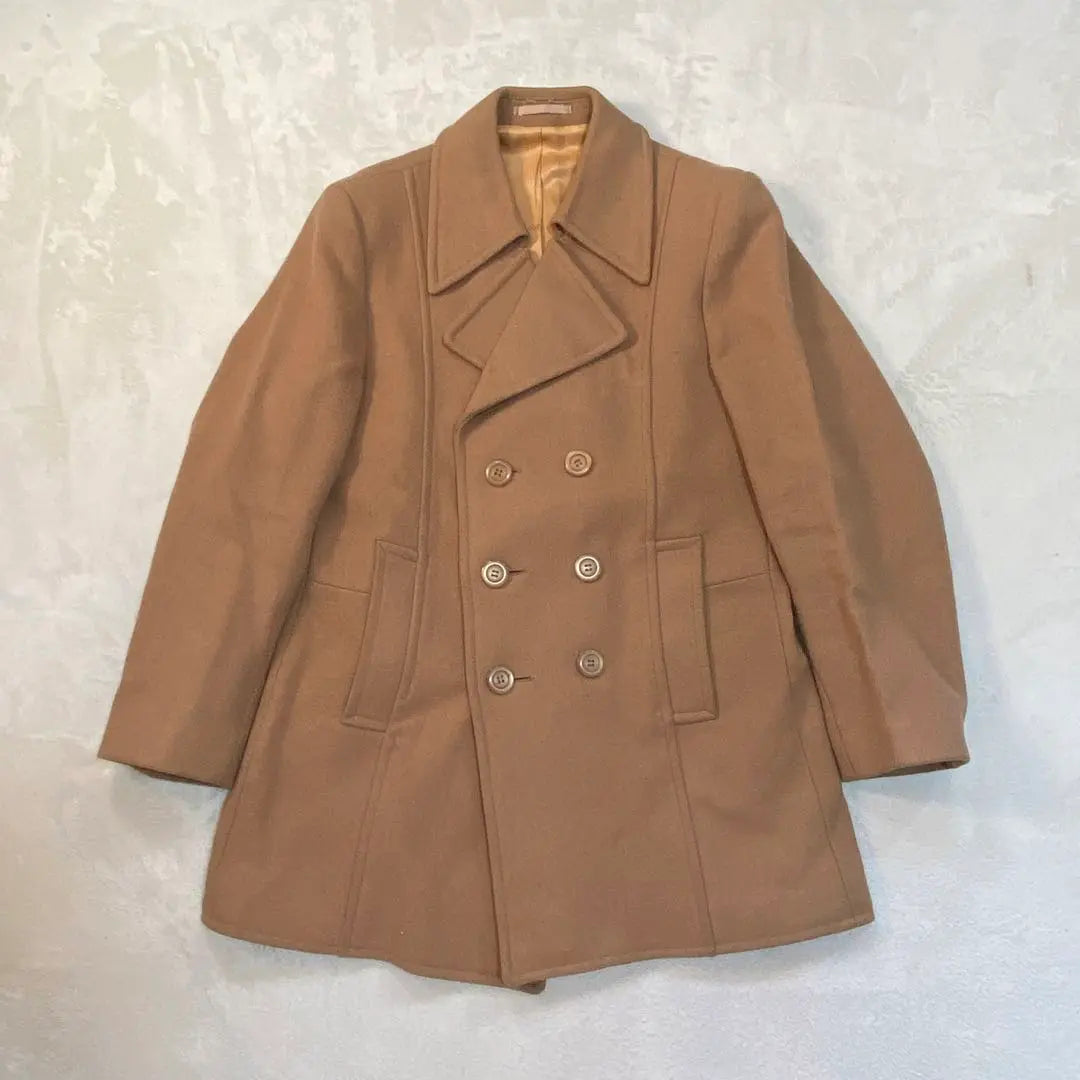 70S 80S French Work Peacort P Coat Wool Melton L