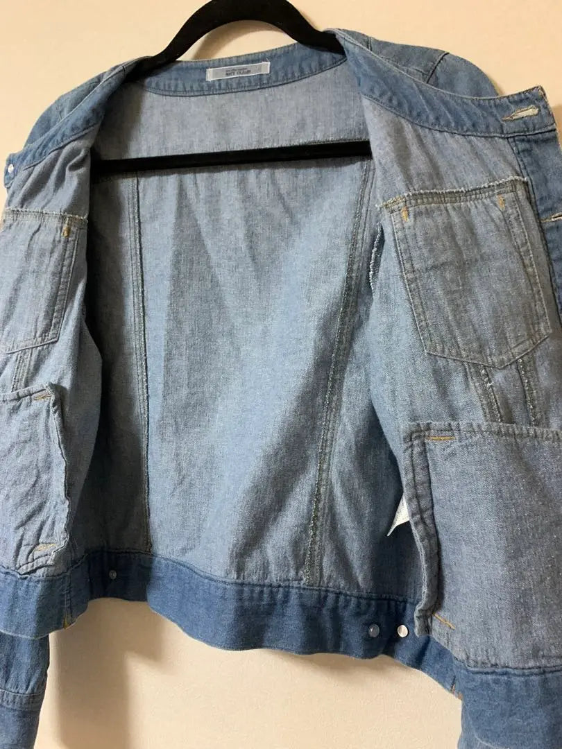 NICE CLAUP Nice scrap collarless denim jacket