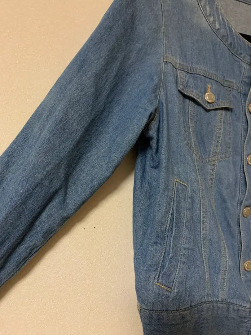 NICE CLAUP Nice scrap collarless denim jacket