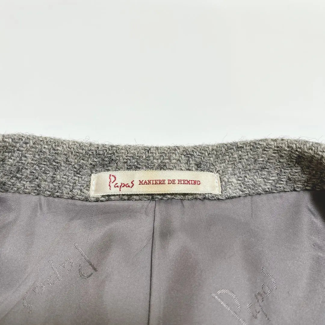 Rare L size✨Papas Harris Tweed Walnut Button Elbow Patch Gray