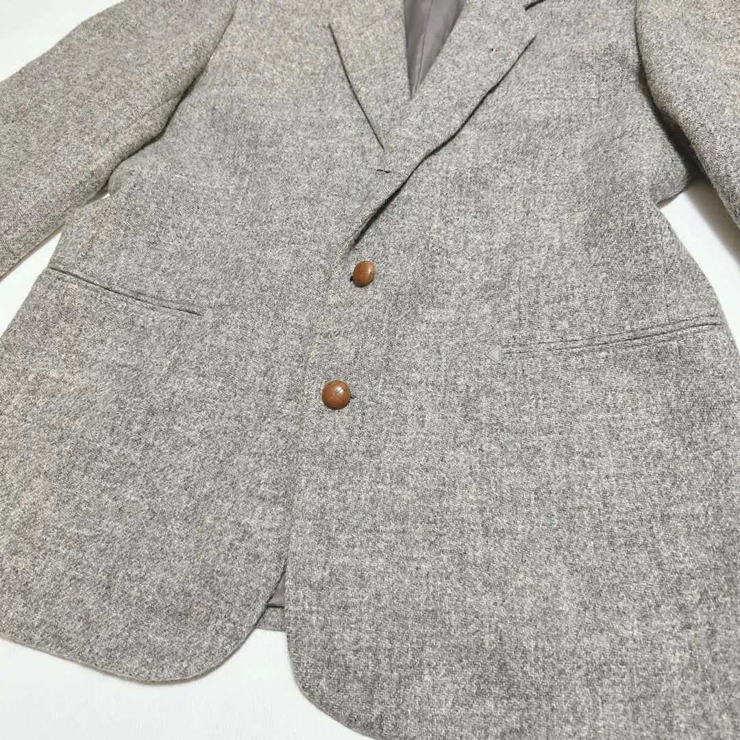 Parche de codo con botones en tono nogal de tweed Harris de Papas, talla L, raro, gris