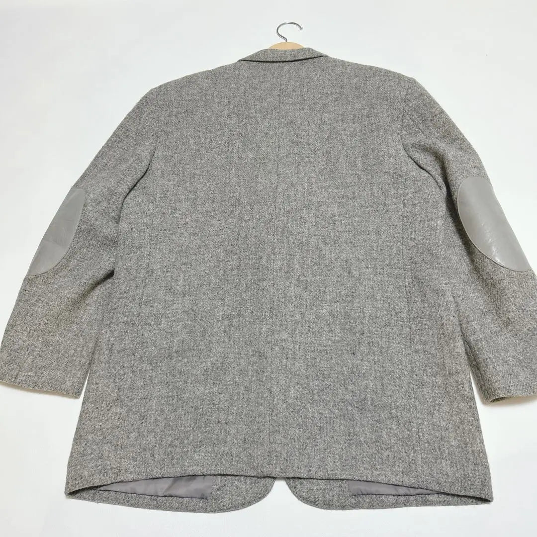 Parche de codo con botones en tono nogal de tweed Harris de Papas, talla L, raro, gris