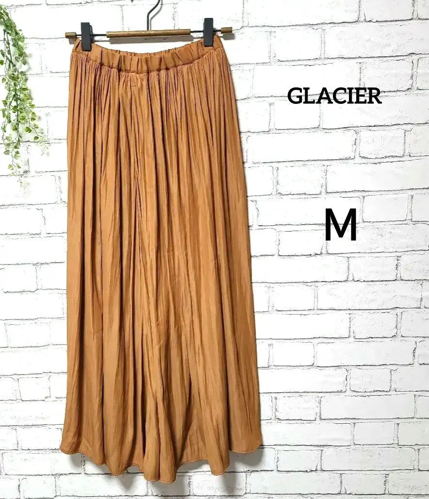 [Beautiful goods] Glacier flare skirt Long beige M waist rubber