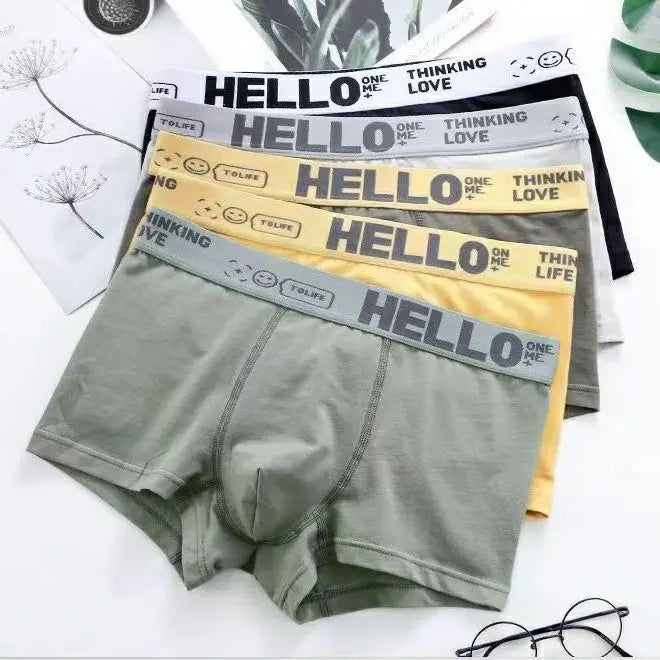 [XL] Boxer Shorts Set of 5 Men's Logo Plain Underwear Underwear