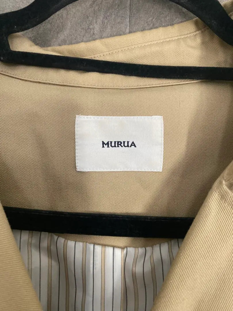 MURUA Gabardina Arreglada Abrigo Largo Beige Manga Larga