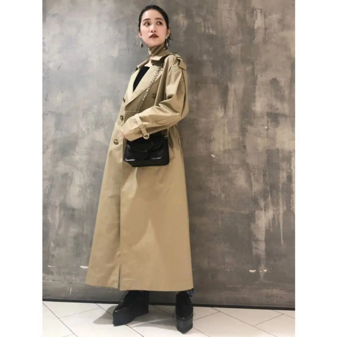 MURUA Arranged Trench Coat Long Coat Beige Long Sleeve