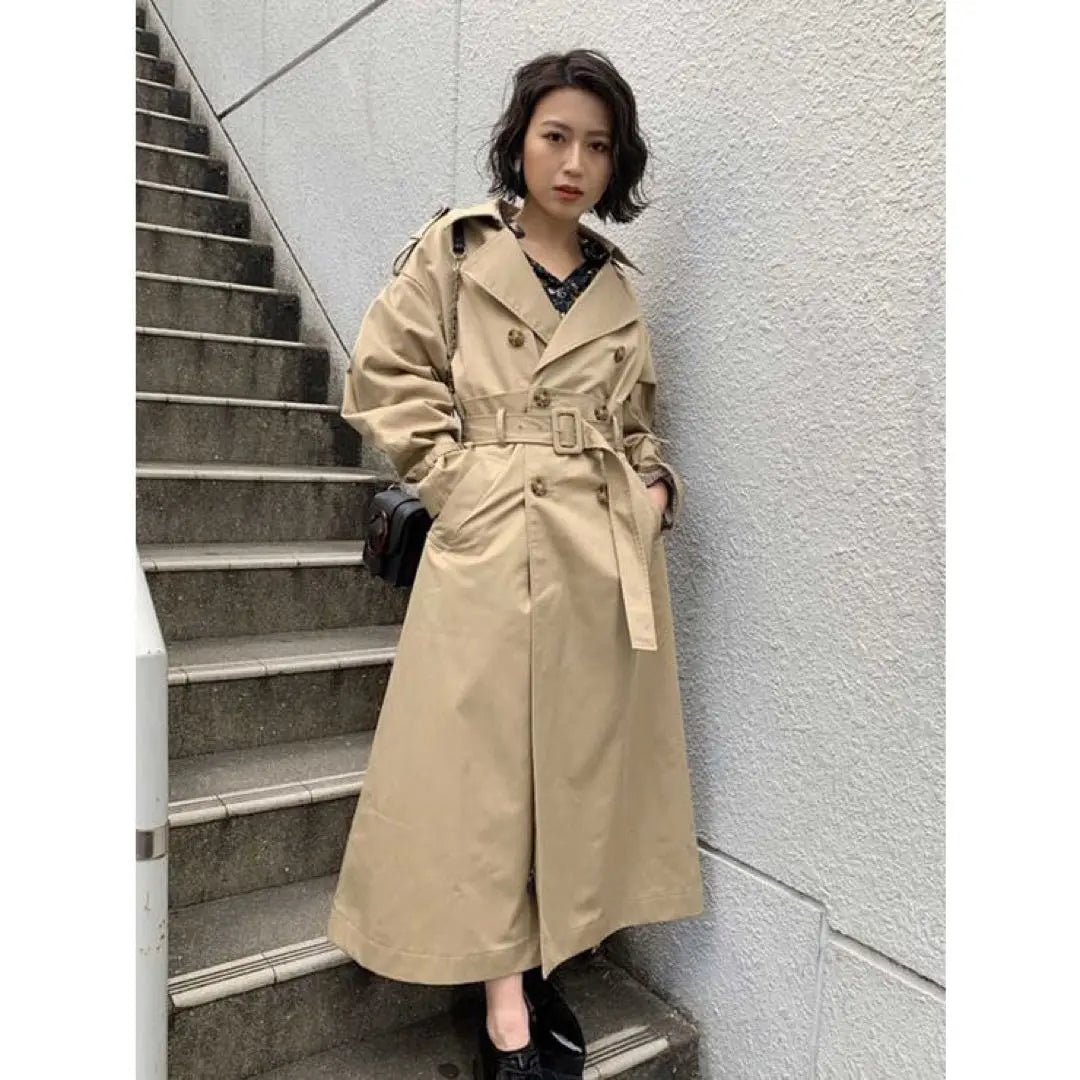 MURUA Arranged Trench Coat Long Coat Beige Long Sleeve