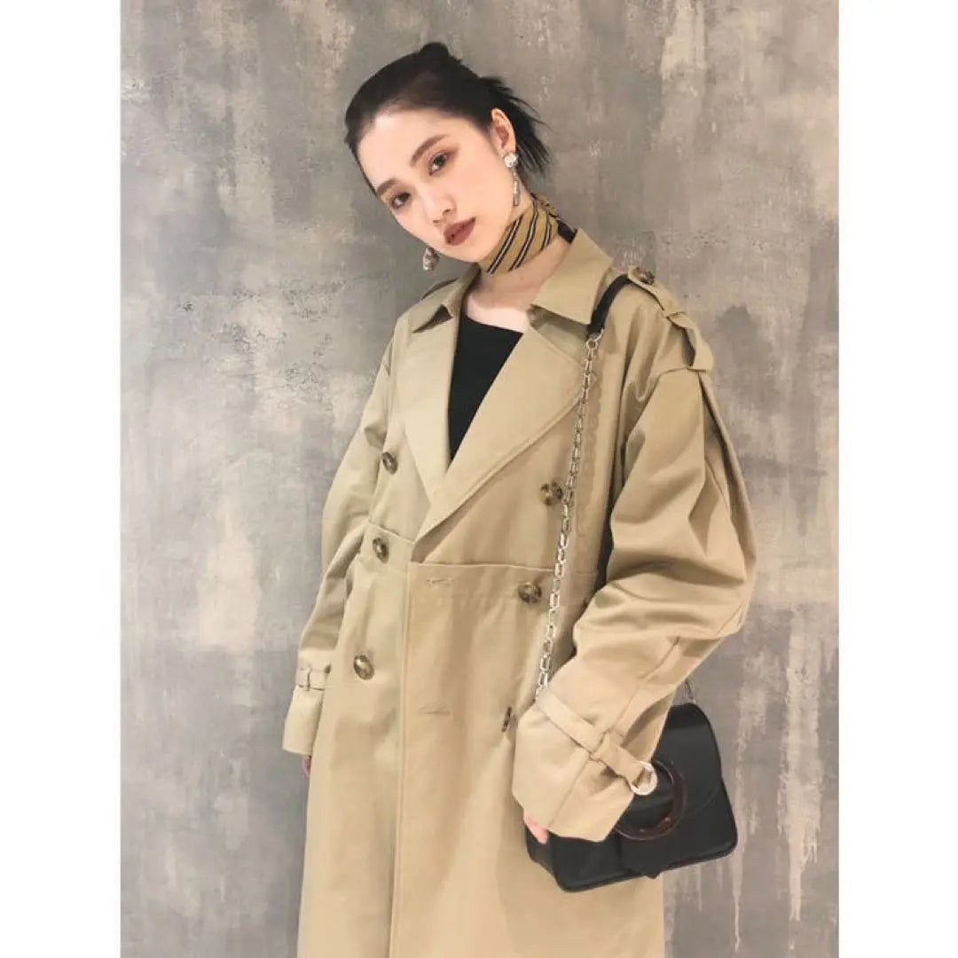 MURUA Arranged Trench Coat Long Coat Beige Long Sleeve