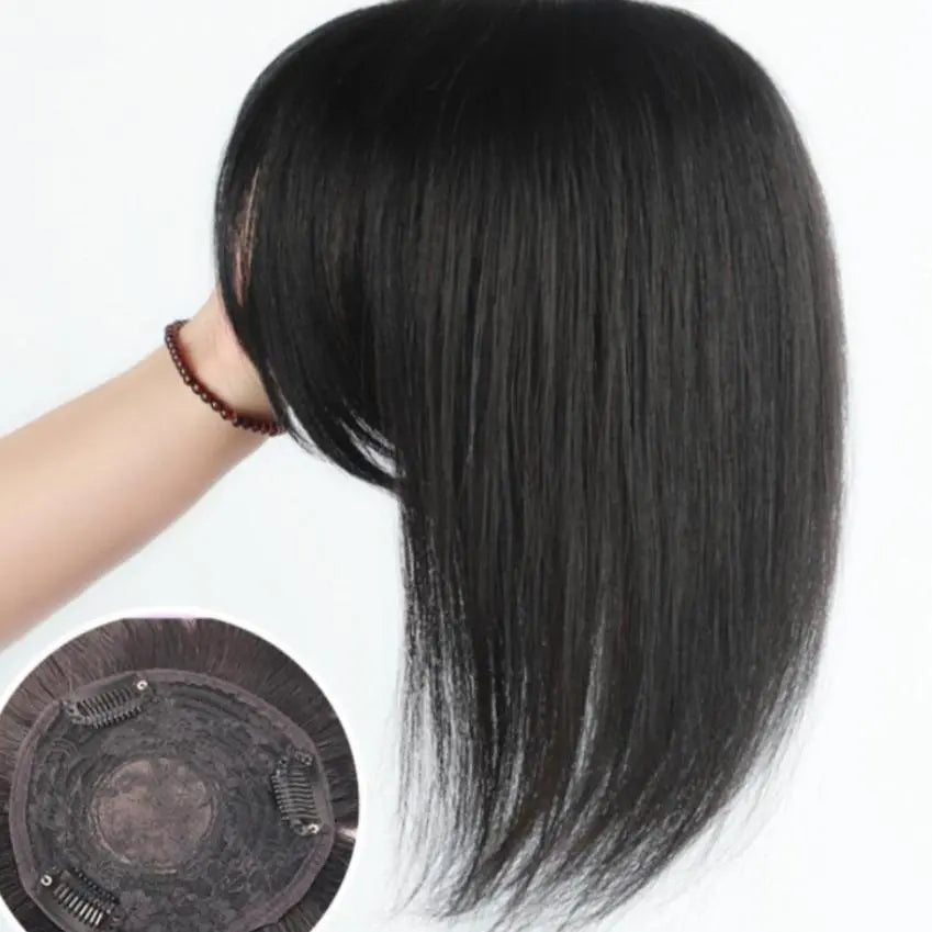 Beautiful bangs★Hand-planted Tsumji specification★Long human hair fluffy black hair up to the shoulders, total human hair piece 35cm