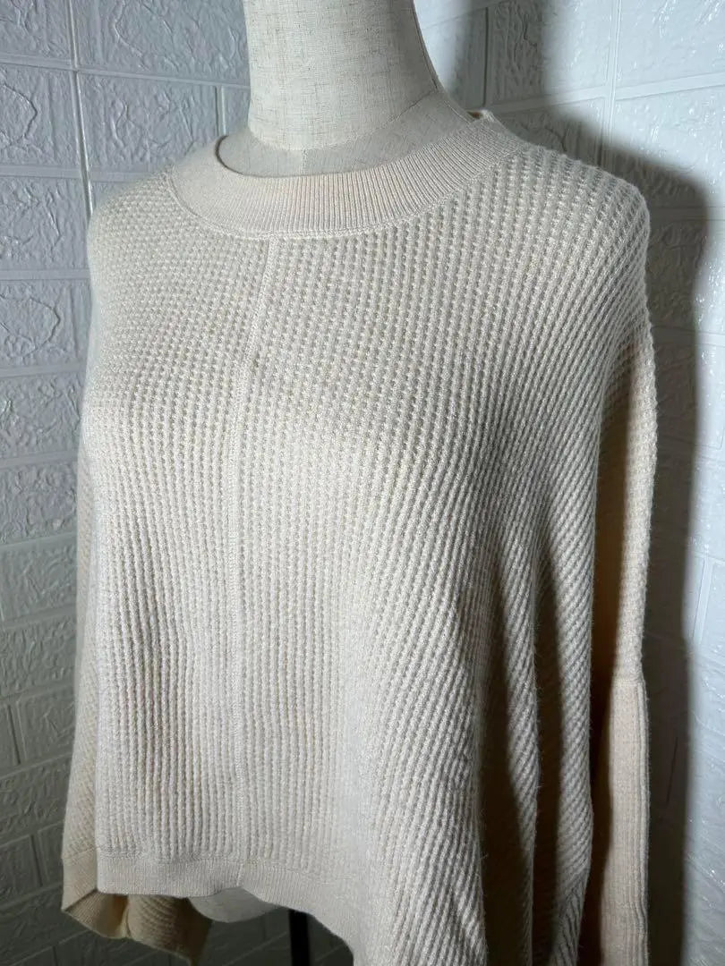 Raybeams pullover knit sweater (F) white sleeve dowel large