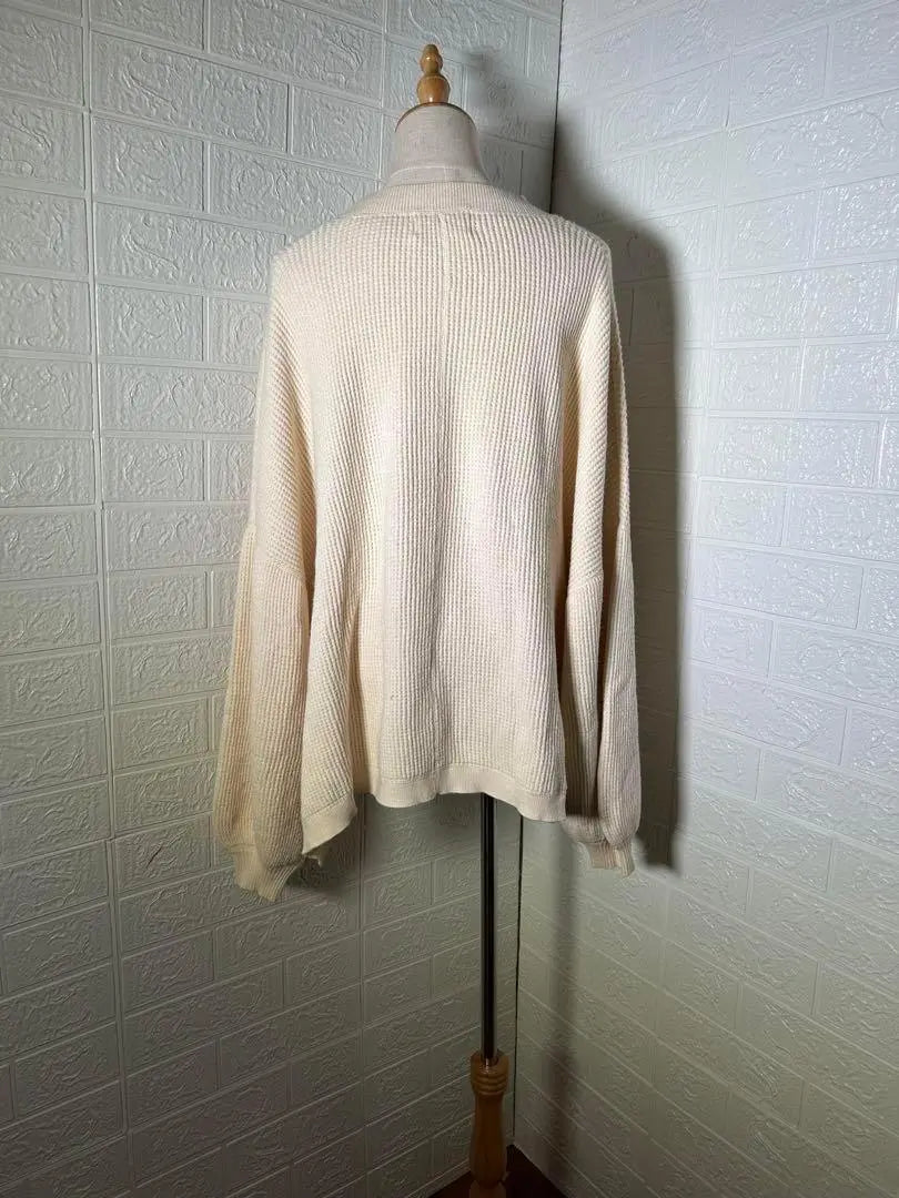 Raybeams pullover knit sweater (F) white sleeve dowel large