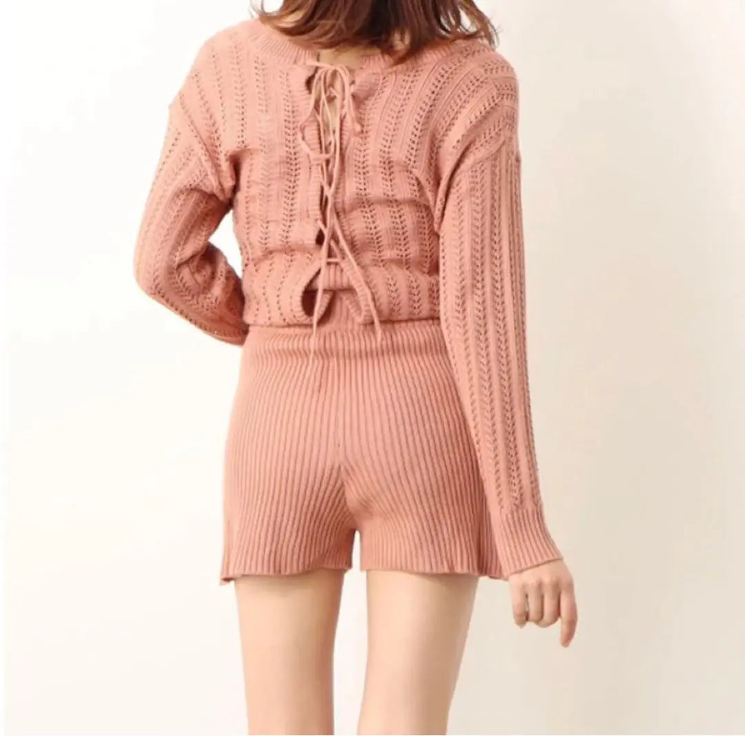 [New tag included] ROYAL PARTY Openwork Knitted Romper Setup