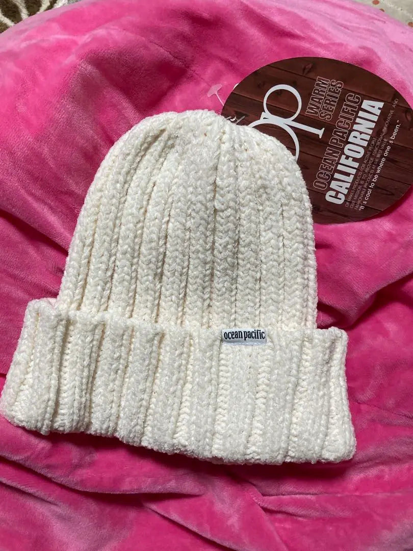 Gorro de punto blanco Ocean Pacific Talla F (nuevo sin usar) | océano pacífico ホワイトニット帽 Fサイズ（新品未使用）