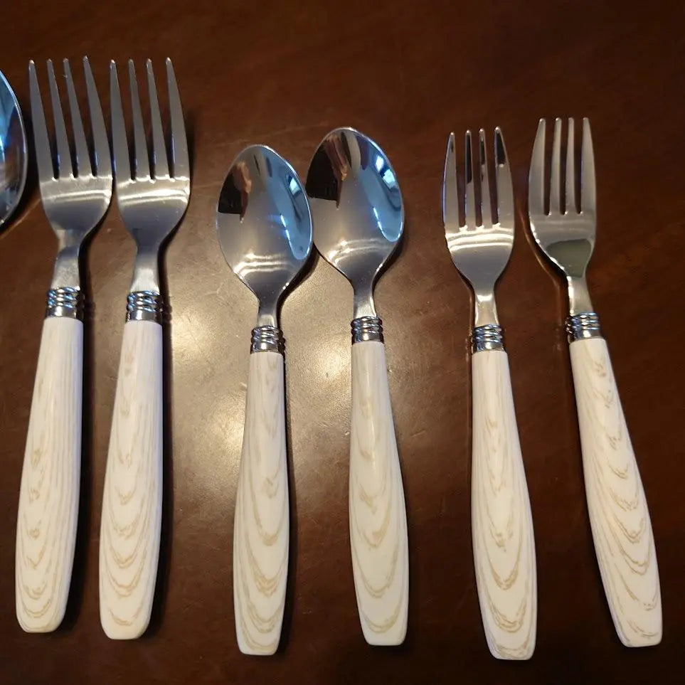 Pantry set, pair, white wood, chopsticks, spoon, fork