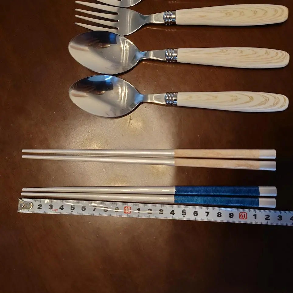 Pantry set, pair, white wood, chopsticks, spoon, fork