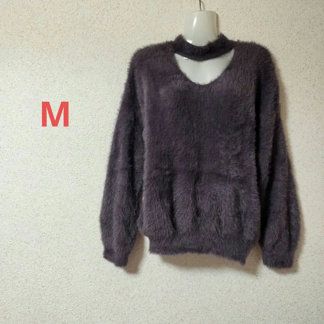 Tops cortados y cosidos de punto para mujer talla M morado | トップスカットソーニットレディース Mサイズ パープル