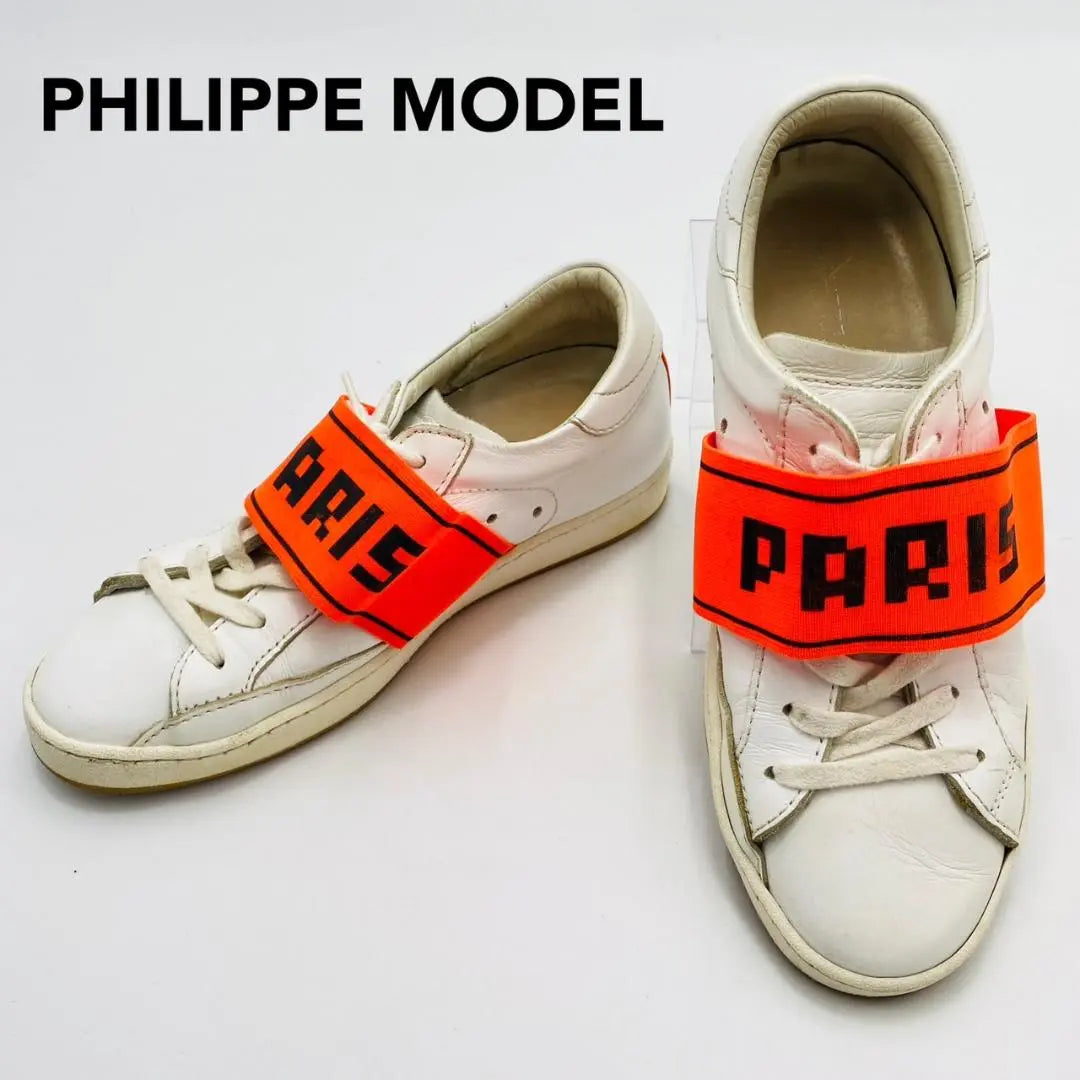 PHILIPPE MODEL Sneakers Lace-Up 37 White Orange