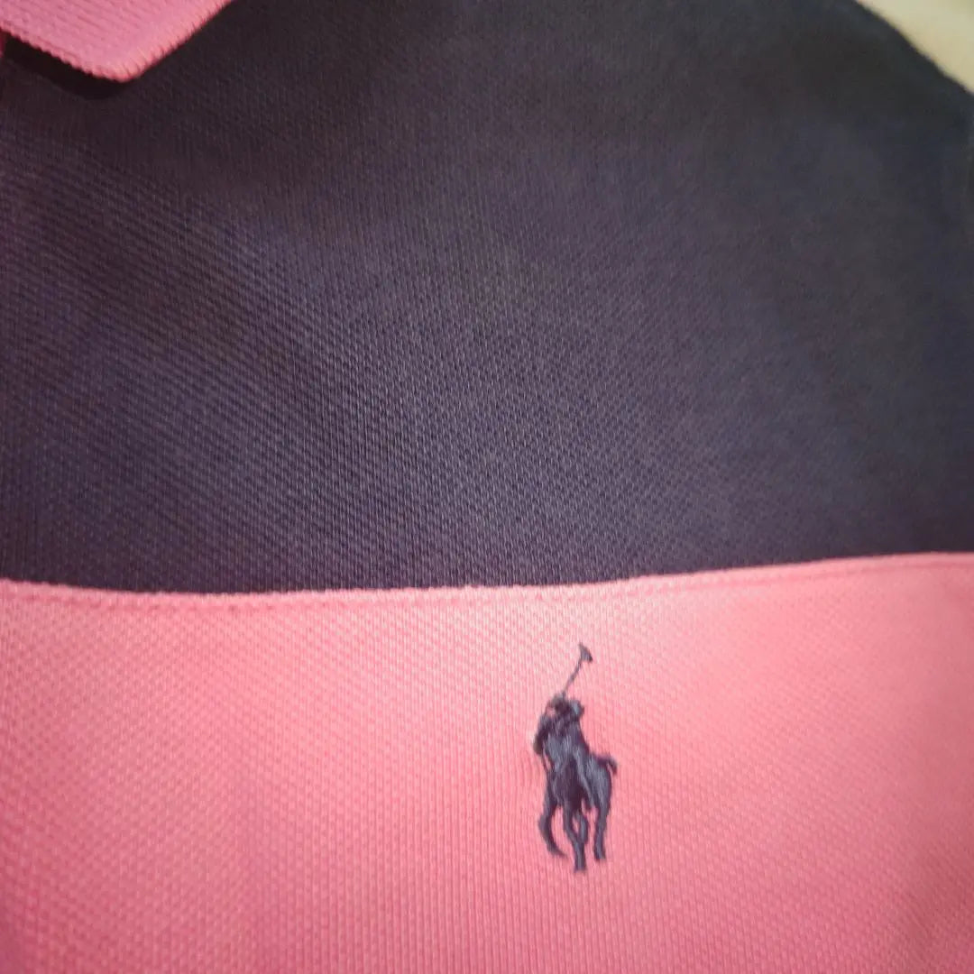 [Popular☆POLO RALPH LAUREN] Pink, navy, white, polo shirt, size M